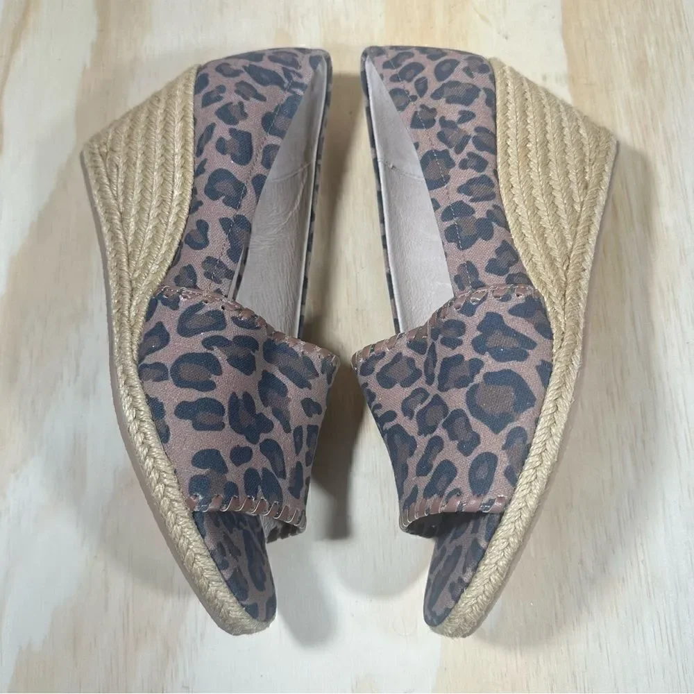 Jack Rogers Palmer Wedge Leopard Espadrille Sandals Women’s Size 8.5